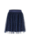 Blue Seven Girl Heart Print Tulle Skirt, Navy