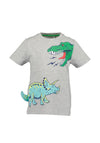 Blue Seven Boy Dinosaur Short Sleeve Tee, Grey
