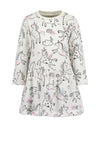 Blue Seven Baby Girl Unicorn Long Sleeve Dress, White Multi