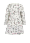 Blue Seven Baby Girl Unicorn Long Sleeve Dress, White Multi