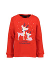 Blue Seven Girl Reindeer Christmas Jumper, Red