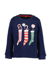 Blue Seven Girl Christmas Stocking Jumper, Navy