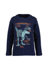 Blue Seven Boy Tyrannosaurus Rex Long Sleeve Top, Navy
