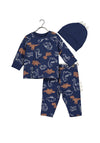 Blue Seven Baby Boy Dino 3 Piece Set, Navy