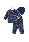Blue Seven Baby Boy Dino 3 Piece Set, Navy