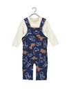 Blue Seven Baby Boy Dino Dungaree Set, Navy