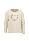Blue Seven Mini Girl Floral Heart Long Sleeve Top, Cream