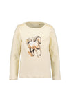 Blue Seven Mini Girl Horse Long Sleeve Top, Cream