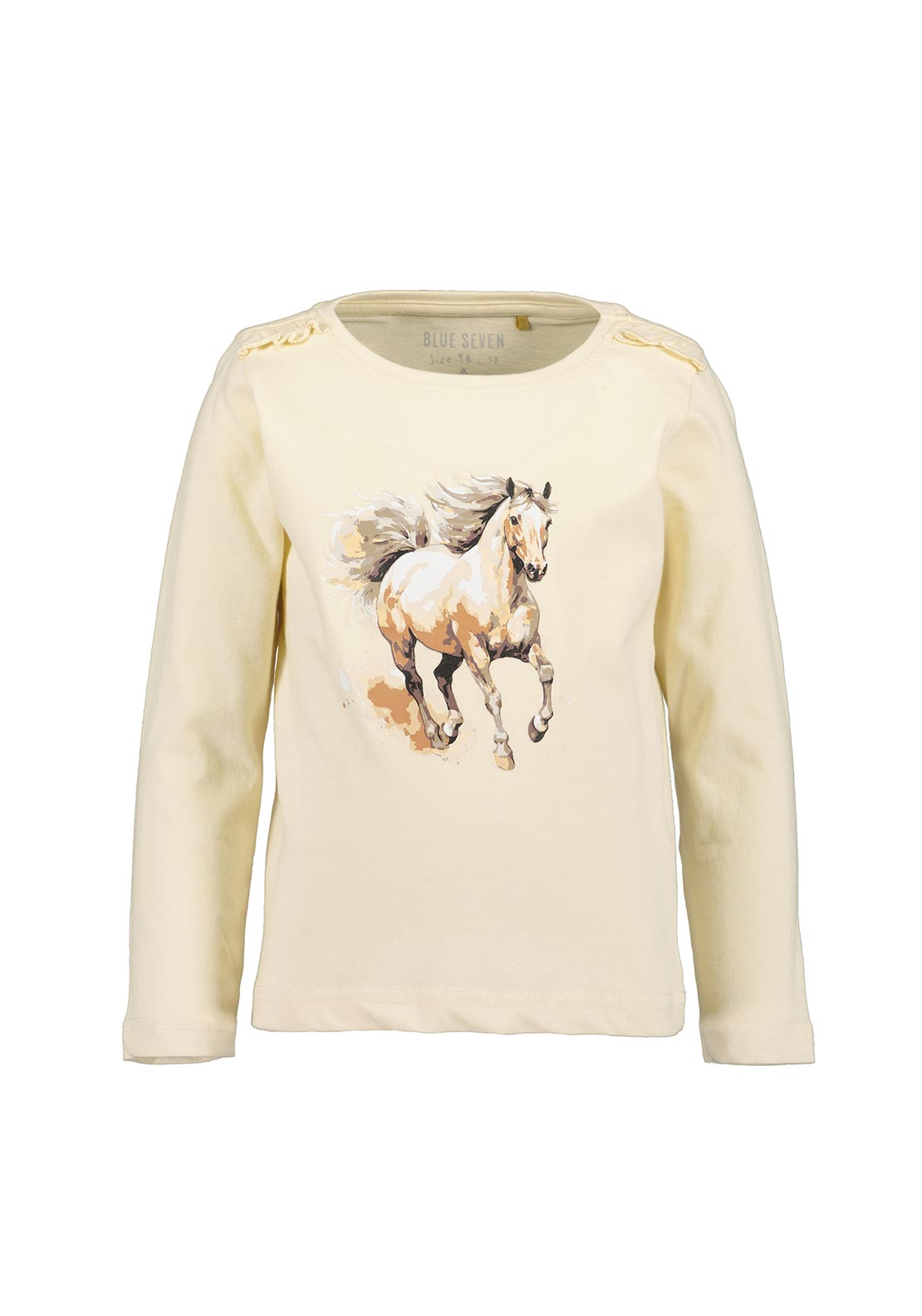 Blue Seven Mini Girl Horse Long Sleeve Top, Cream