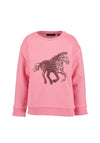 Blue Seven Mini Girl Sequins Horse Long Sleeve Sweater, Pink