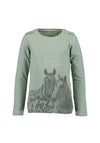 Blue Seven Mini Girl Horse Long Sleeve Top, Green