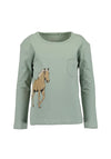 Blue Seven Mini Girl Horse Chest Pocket Top, Green