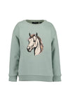 Blue Seven Mini Girl Horse Long Sleeve Sweater, Green