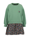 Blue Seven Mini Girl Floral Sweater Dress, Green