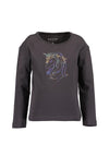 Blue Seven Mini Girl Unicorn Print Long Sleeve Top, Grey