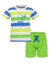 Blue Seven Mini Boy Stripe Tee and Short Set, Green