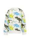 Blue Seven Mini Boy Dino Long Sleeve Sweater, White