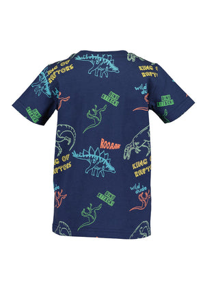 Blue Seven Mini Boy Dino Print Short Sleeve Tee, Navy