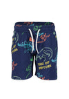 Blue Seven Mini Boy Dino Print Shorts, Navy
