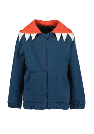Blue Seven Mini Boy Shark Long Sleeve Hooded Jacket, Blue