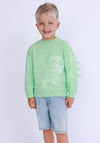Blue Seven Mini Boy Dino Long Sleeve Sweater, Green