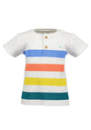 Blue Seven Baby Boy Stiped Dino Tee, White