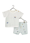Blue Seven Baby Boy Tee and Short Set, White