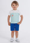 Blue Seven Baby Boy Stripe Tee and Short Set, White