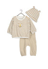 Blue Seven Baby Boy Stripe 3 Piece Set, Cream