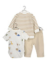 Blue Seven Baby Boy Animal 3 Piece Set, Cream
