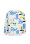 Blue Seven Baby Boy Sea Print Long Sleeve Sweater, White