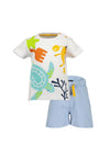 Blue Seven Baby Boy Beach Tee and Short Set, White