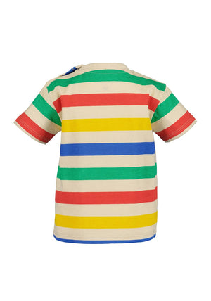Blue Seven Baby Boy Stripe Tractor Tee, Multi