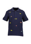 Blue Seven Mini Boy Print Short Sleeve Polo, Navy