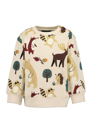 Blue Seven Baby Boy Wildlife Print Long Sleeve Sweater, Cream