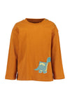 Blue Seven Baby Boy Dino Pocket Long Sleeve Top, Orange