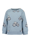 Blue Seven Baby Boy Tractor Print Long Sleeve Sweater, Blue