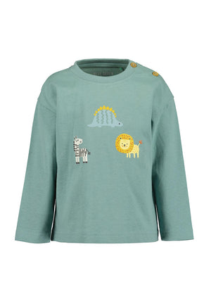 Blue Seven Baby Boy Animal Long Sleeve Top, Green