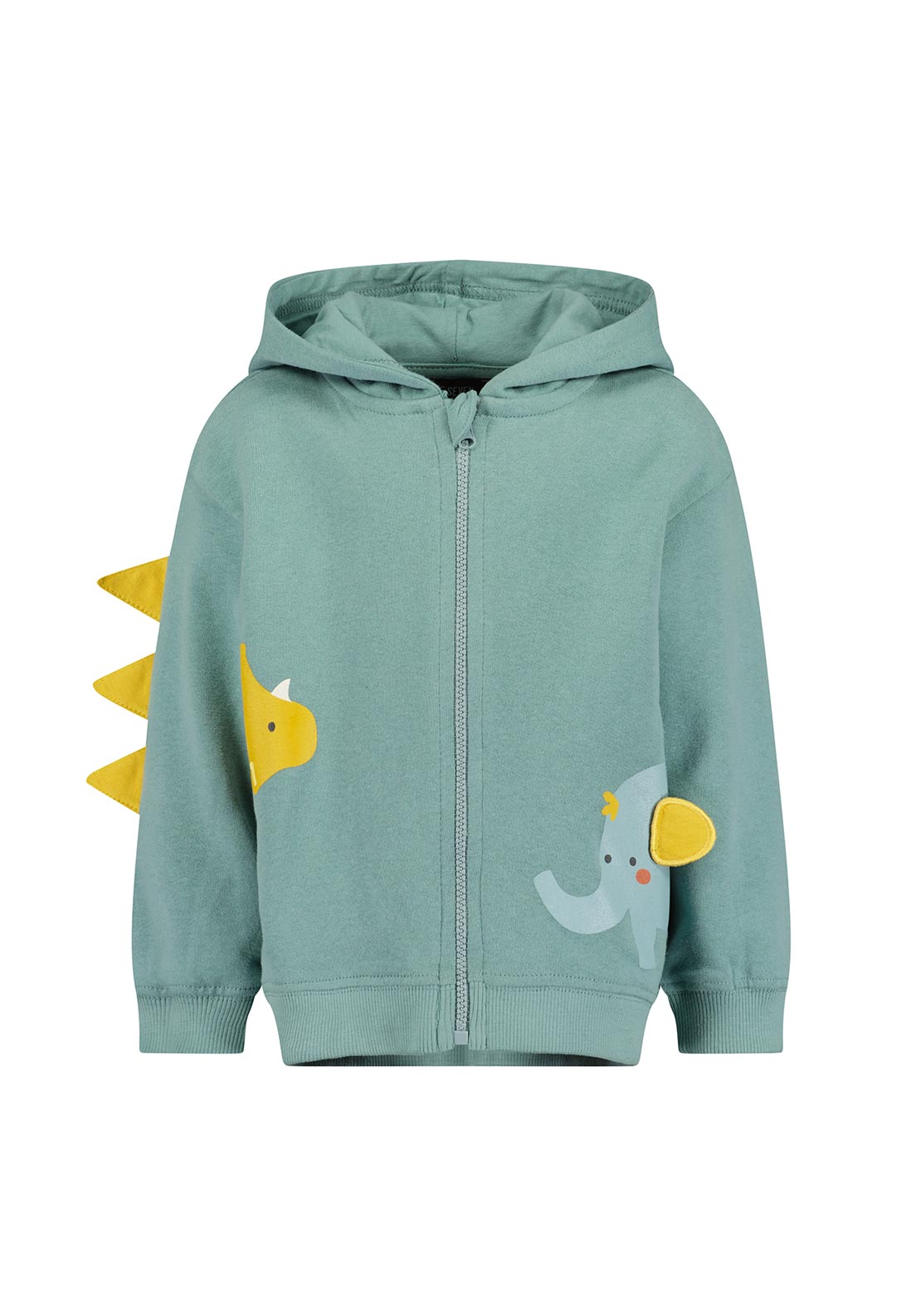 Blue Seven Baby Boy Long Sleeve Full Zip Hooded Sweater, Green