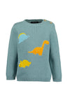 Blue Seven Baby Boy Knit Dino Long Sleeve jumper, Green