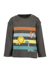Blue Seven Baby Boy Animal Stripe Long Sleeve Top, Grey