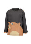 Blue Seven Baby Boy Bear Print Long Sleeve Top, Grey