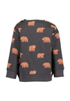 Blue Seven Baby Boy Bear Print Long Sleeve Sweater, Brown