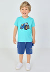 Blue Seven Mini Boy Tractor Detail Shorts, Blue