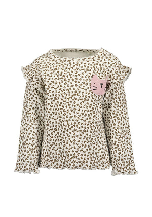 Blue Seven Baby Girl Animal Print Long Sleeve Top, Beige