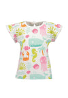 Blue Seven Baby Girl Sealife Print Short Sleeve Tee, White