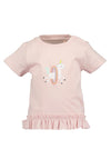 Blue Seven Baby Girl Unicorn Frill Hem Short Sleeve Tee, Pink