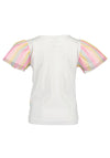 Blue Seven Mini Girl Tulle Sleeve Unicorn Tee, White