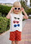 Blue Seven Mini Girl Sunglasses Short Sleeve Tee, White