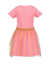 Blue Seven Mini Girl Unicorn Tulle Short Sleeve Dress, Pink